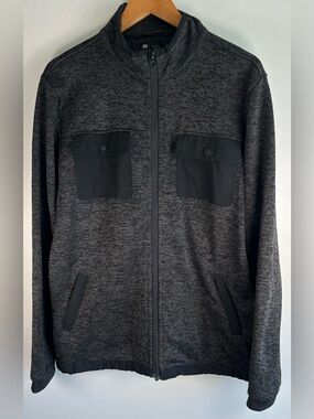 Le 31 Simons Men’s Hybrid Full Zip Sweater Fleece Knit Jacket Utility Gray NWOT